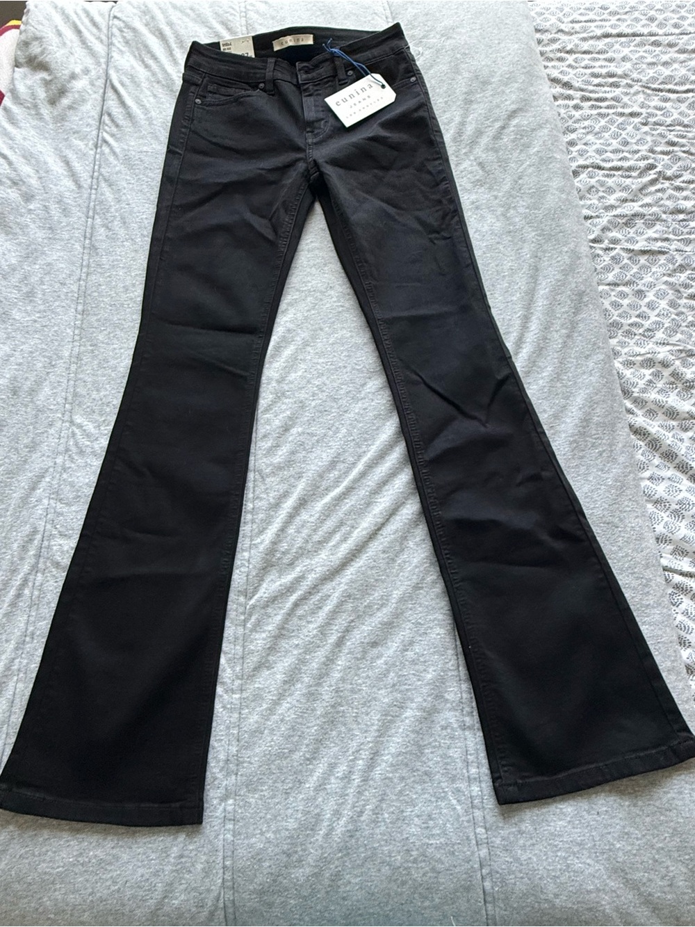 eunina Jet Black Flare Wide-Leg Jeans